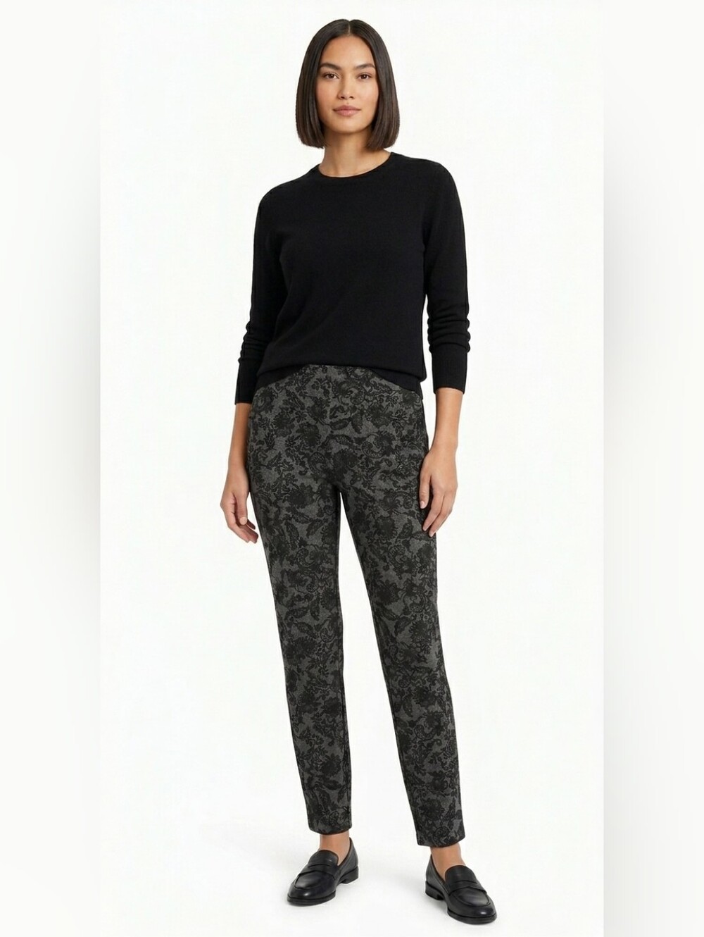 Chico's Black Printed Ponte Skinny Pants Chico' Size 0.5  US  Small/6